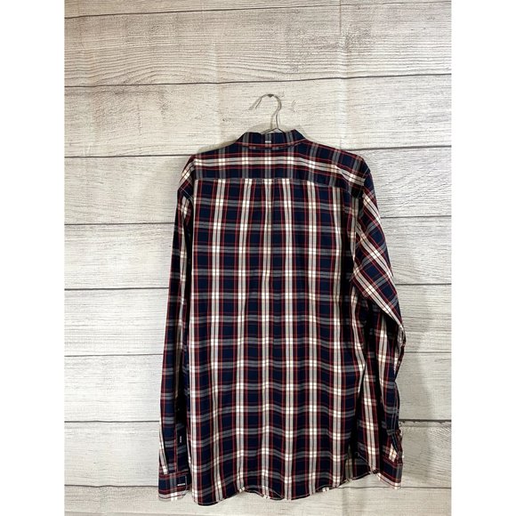 Banana Republic Men's XL Tall Blue/Red/White Plaid Grant Fit  Long Sleeve Shirt - Picture 4 of 4